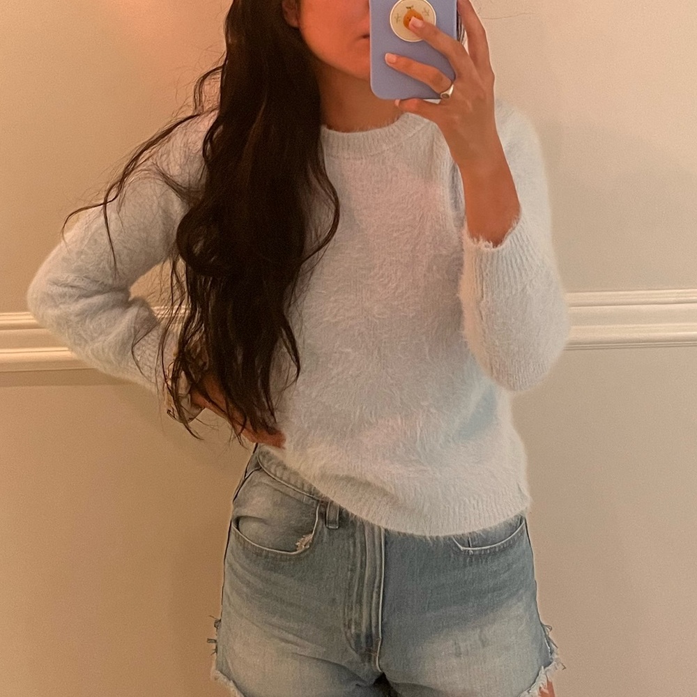 Pale Blue Fluffy Sweater